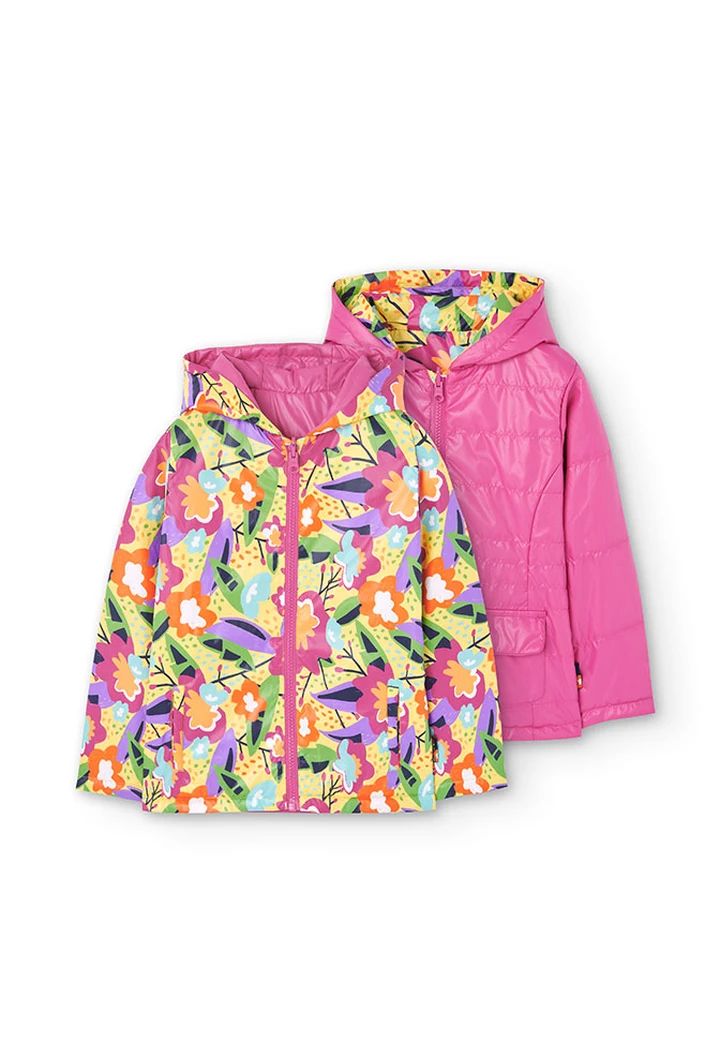 Parka réversible en tissu technique imprimé pour fille