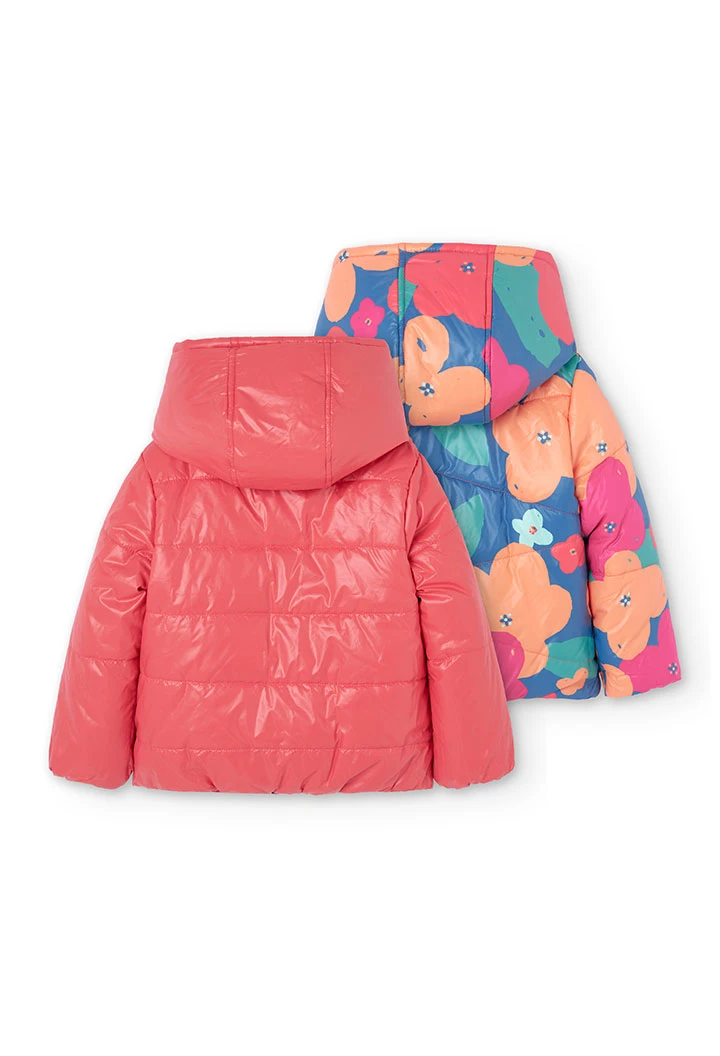 Parka reversible para niña estampado de flores