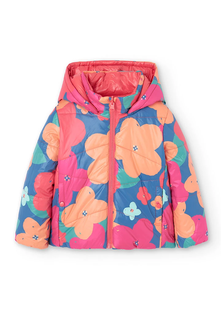 Parka reversible per a nena estampada de flors