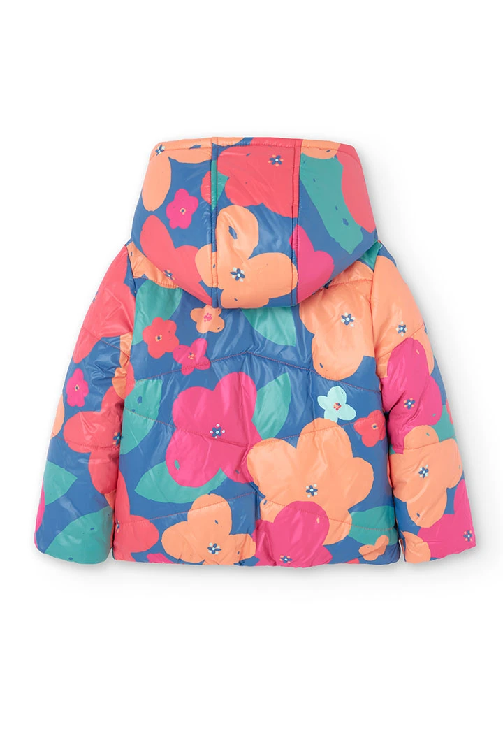 Reversible floral print parka for girls