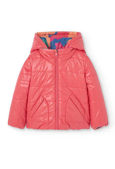 Parka reversibile per bambina con stampa floreale