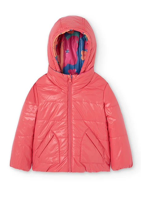 Parka reversibile per bambina con stampa floreale