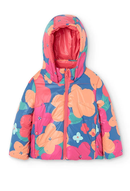 Parka reversible per a nena estampada de flors