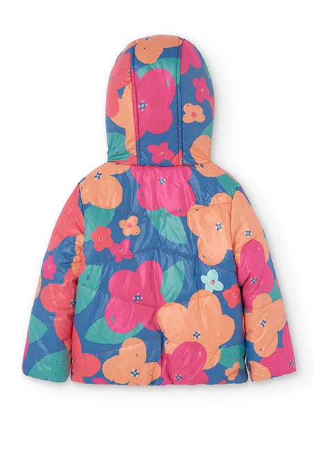 Reversible floral print parka for girls