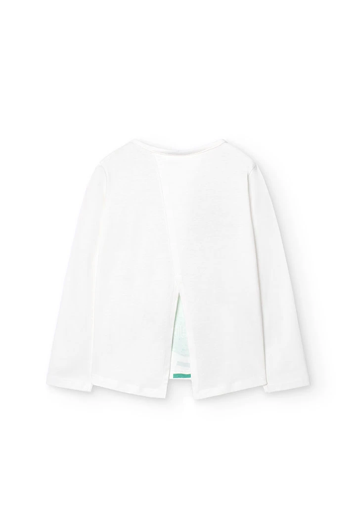 T-shirt manche longue pour fille en blanc avec imprimé