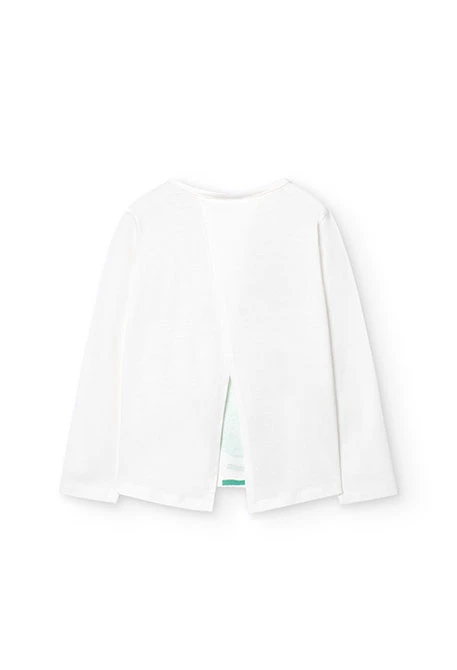 T-shirt manche longue pour fille en blanc avec imprimé