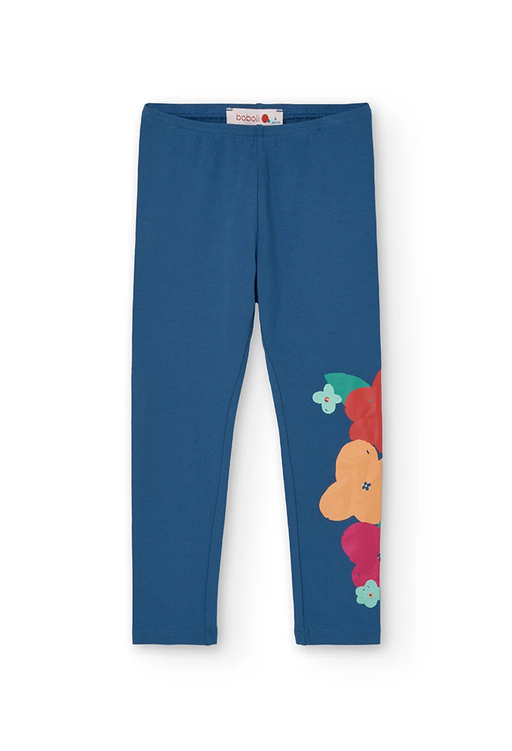 Leggings elásticos para niña en azul