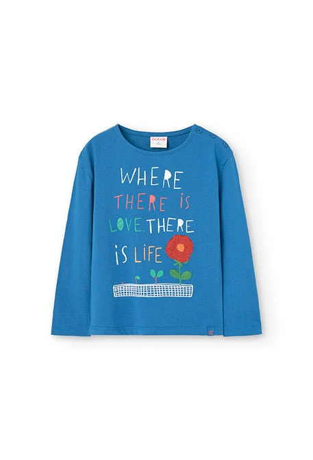 T-shirt manche longue pour fille en bleu