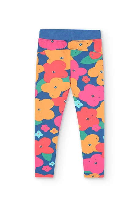 Fleece trousers for girls with a floral print