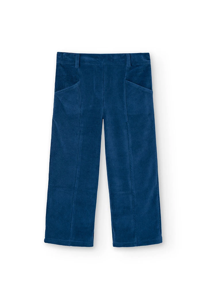 Corduroy trousers for girls in blue