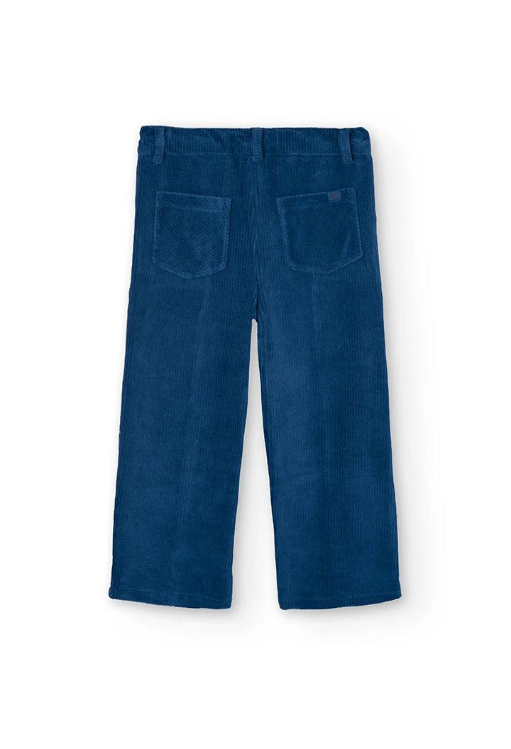 Pantalon en velours côtelé bleu pour fille