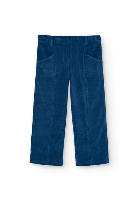 Corduroy trousers for girls in blue