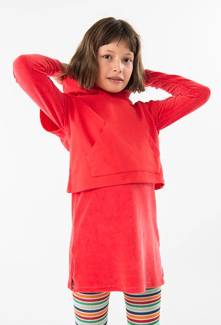 Red cotton dress for girl