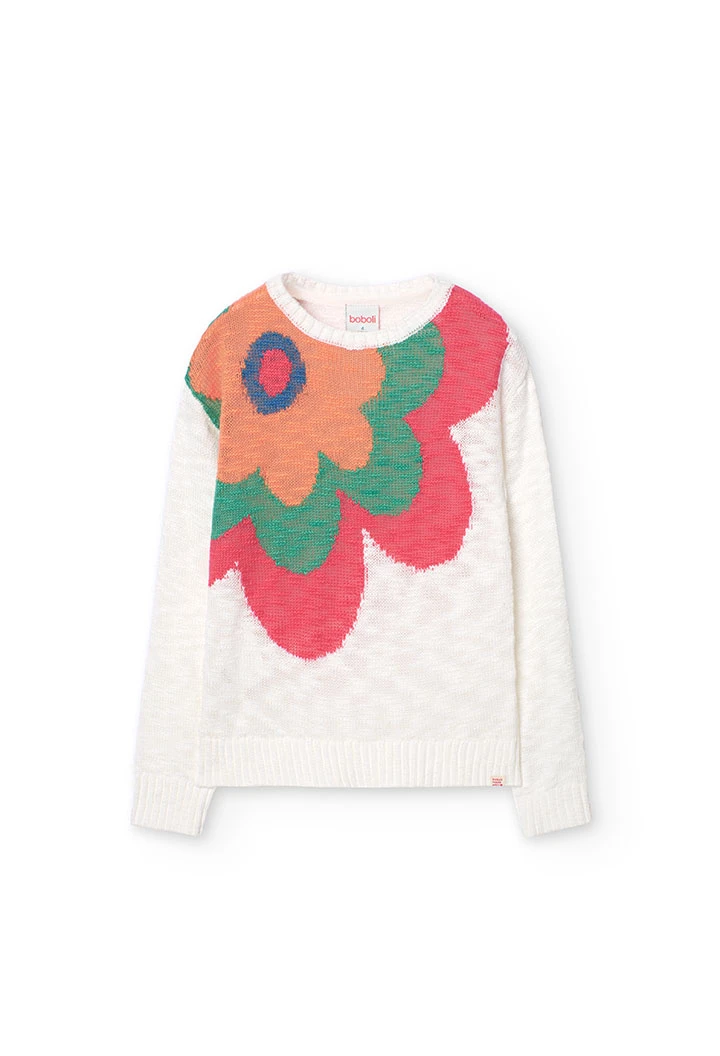 Knitted jumper for girls in white