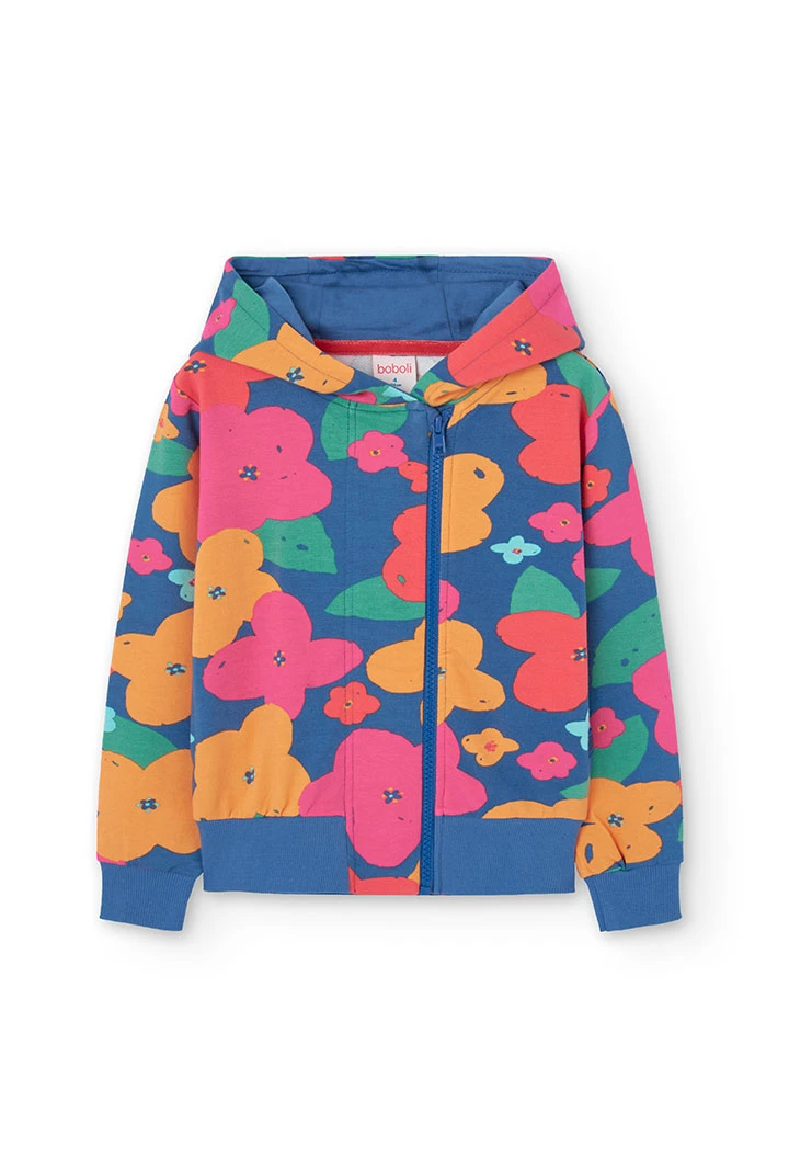 Chaqueta de felpa para niña con estampado de flores