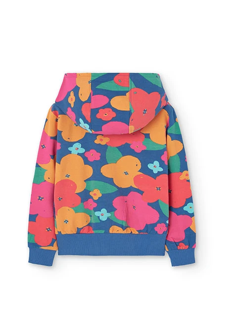 Fleece jacket for girl with floral print