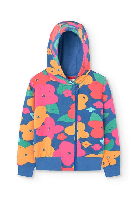 Fleece jacket for girl with floral print