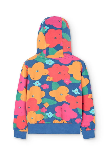 Fleece jacket for girl with floral print