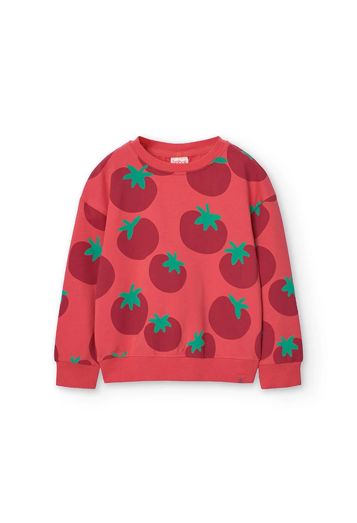 Sweat-shirt en molleton pour fille en rouge