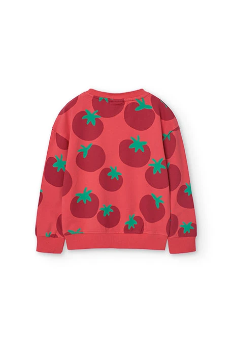 Sweat-shirt en molleton pour fille en rouge