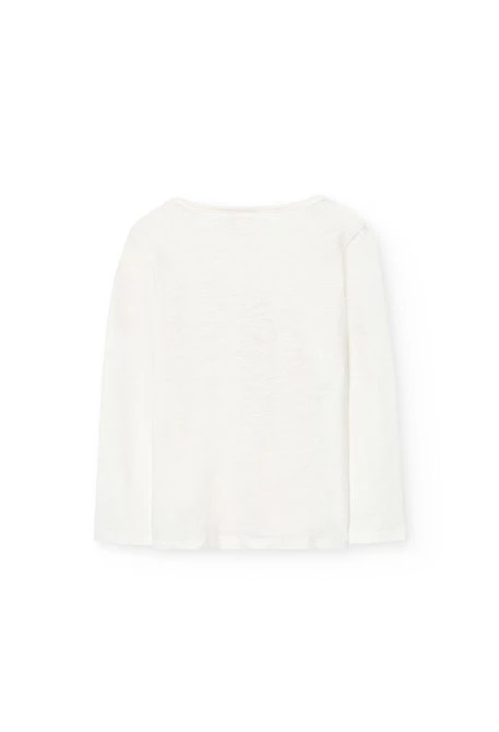 Camiseta de punto para niña en color blanco de manga larga