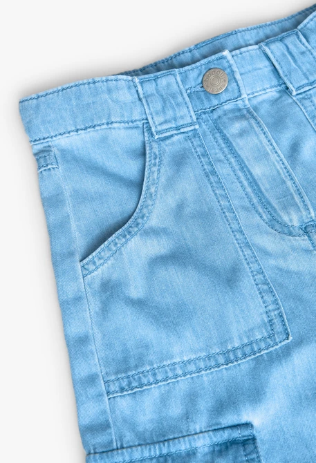Pantalón cargo denim para niña en color azul