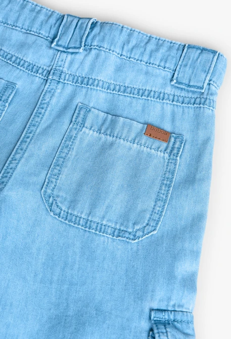 Pantalón cargo denim para niña en color azul