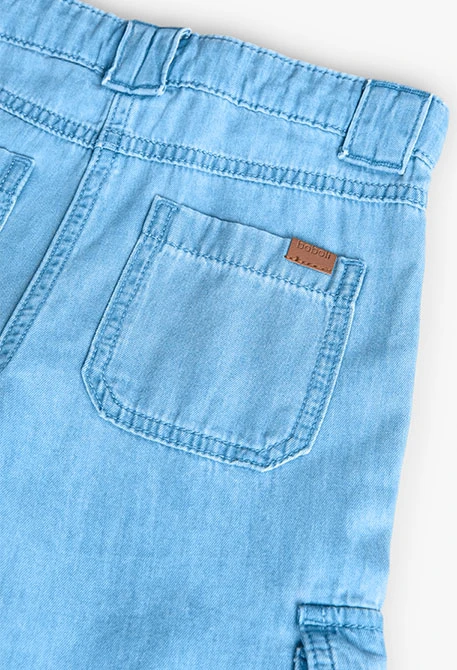 Pantalón cargo denim para niña en color azul