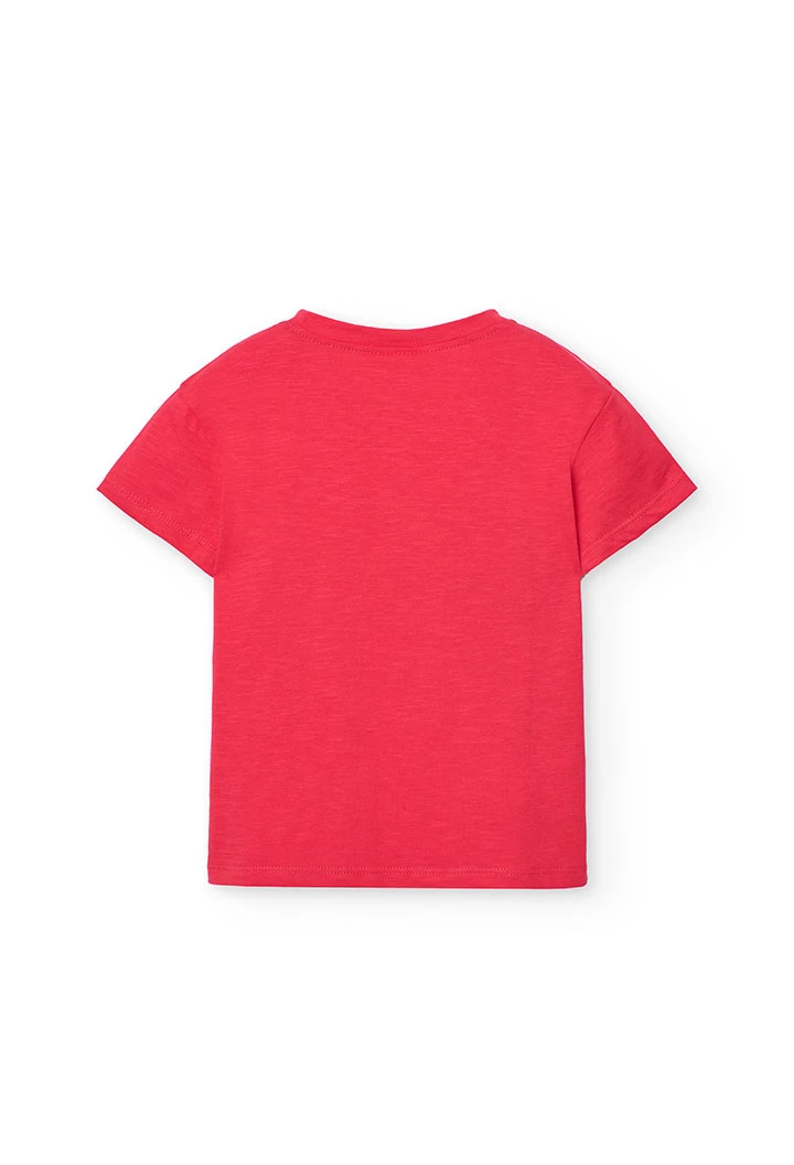 Mädchen-Strick-T-Shirt in Erdbeerfarbe mit Blumenmuster