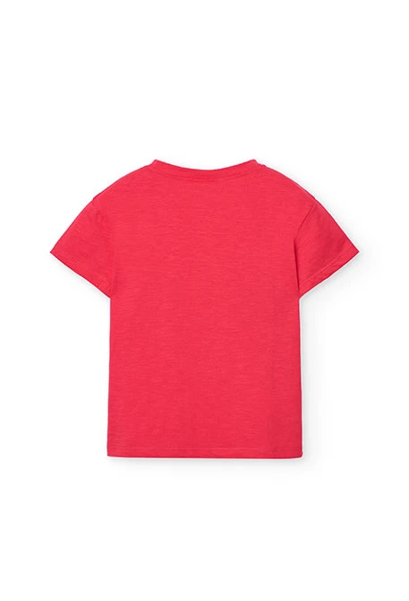 Camiseta de punto para niña en color fresa con diseño de una flor