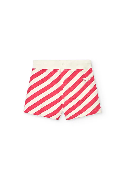 Short de punto con relieve para niña en color rojo y blanco