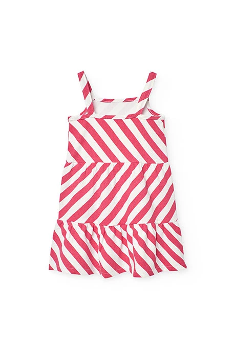 Vestido de punto para niña en color rojo y blanco