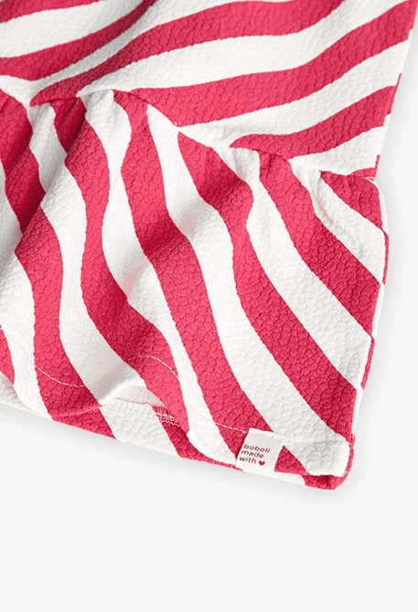 Vestido de punto para niña en color rojo y blanco
