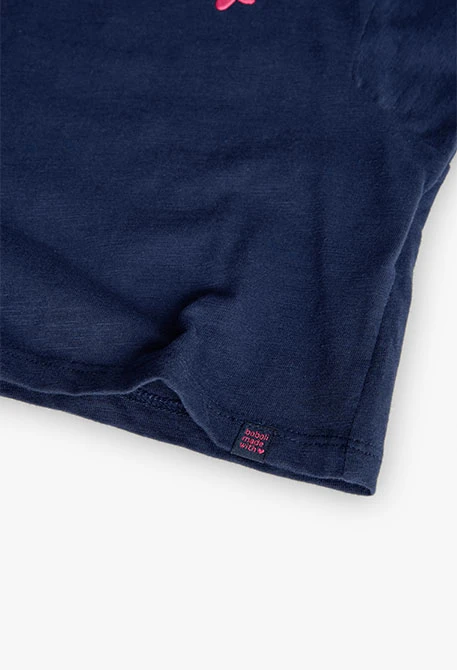 Camiseta de punto para niña en azul marino