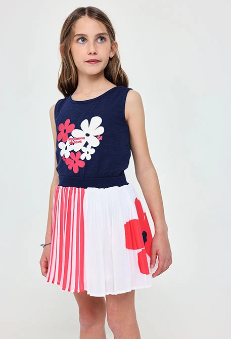 Girl\'s bi-colour pleated chiffon skirt