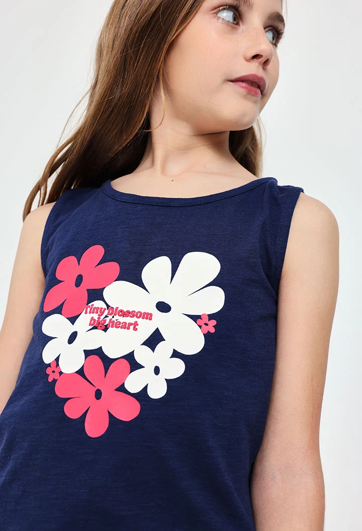 Navy blue knitted girl's tank top