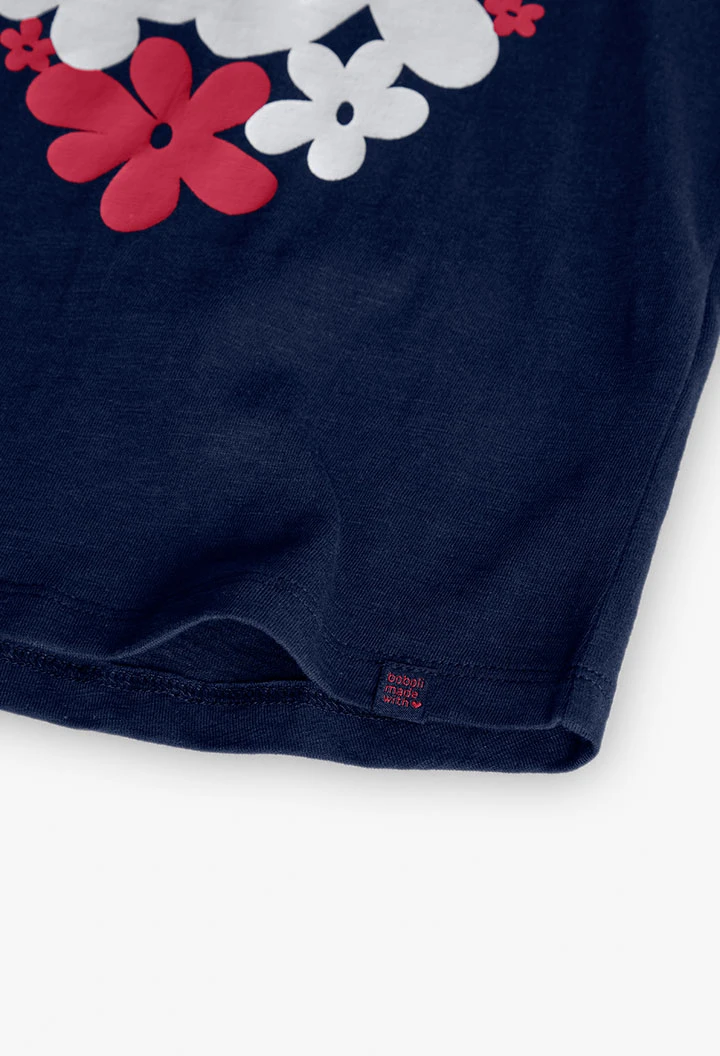 Canottiera a maglia per bambina in blu navy.