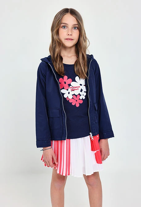 Canottiera a maglia per bambina in blu navy.