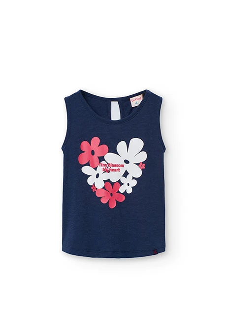 Camiseta de tirante de punto para niña en color azul marino