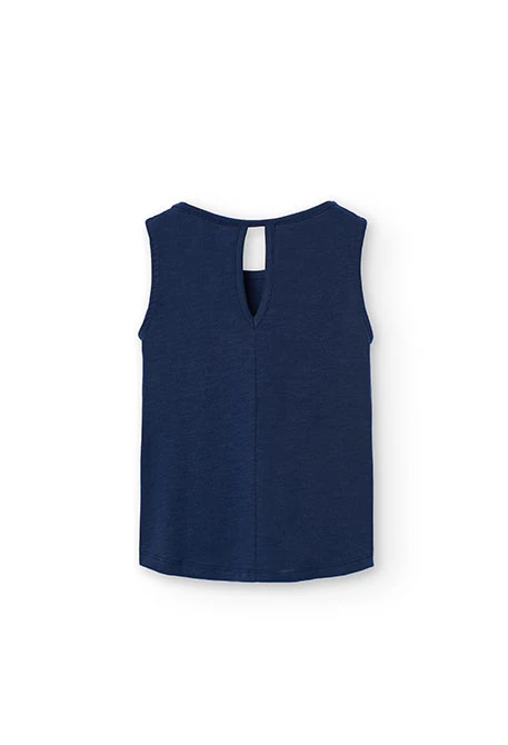Camiseta de tirante de punto para niña en color azul marino