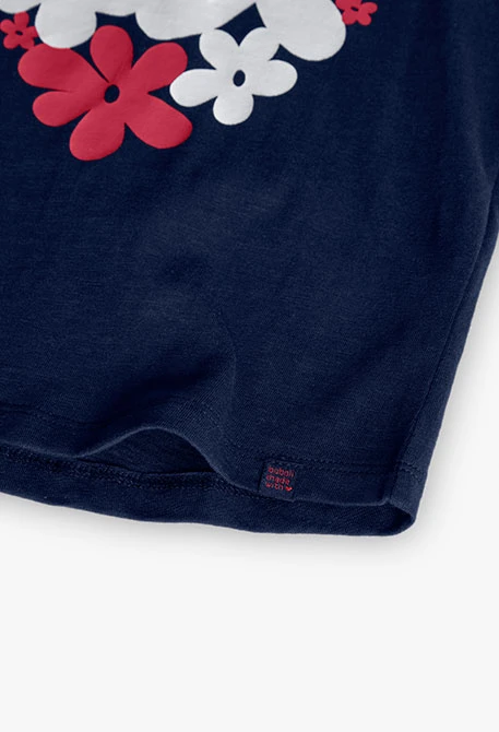 Camiseta de tirante de punto para niña en color azul marino