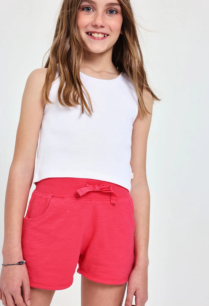 Short en molleton pour fille couleur fraise