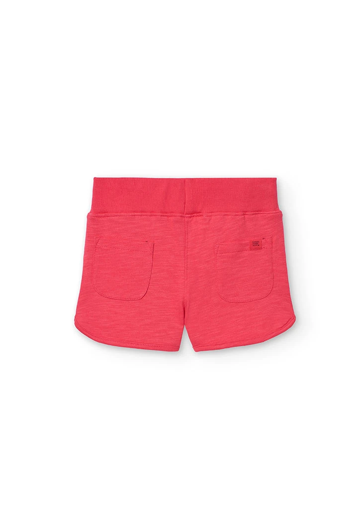 Short en molleton pour fille couleur fraise