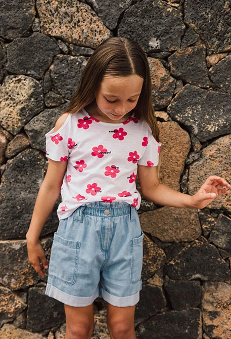 Calções de ganga para menina em azul