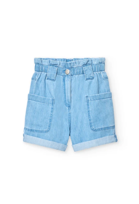 Bermudas denim para niña en color azul
