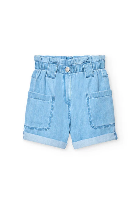 Bermudas denim para niña en color azul