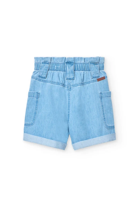 Bermudas denim para niña en color azul