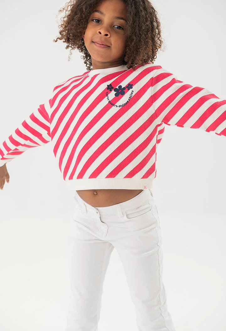 Girls red and white knit sweatshirt