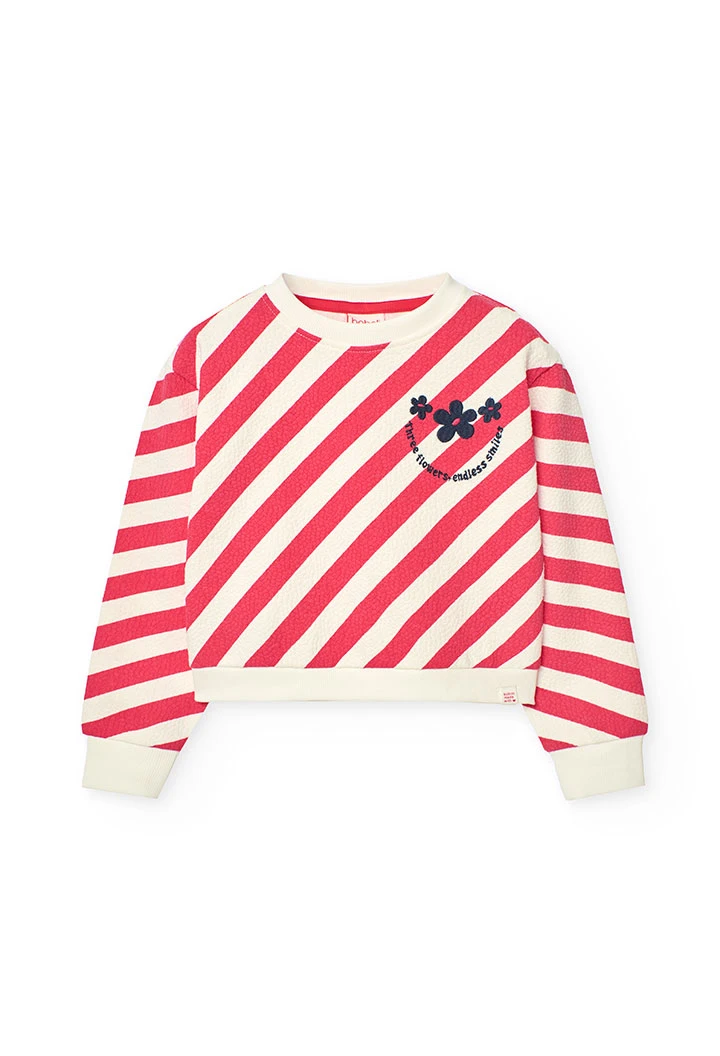 Girls red and white knit sweatshirt
