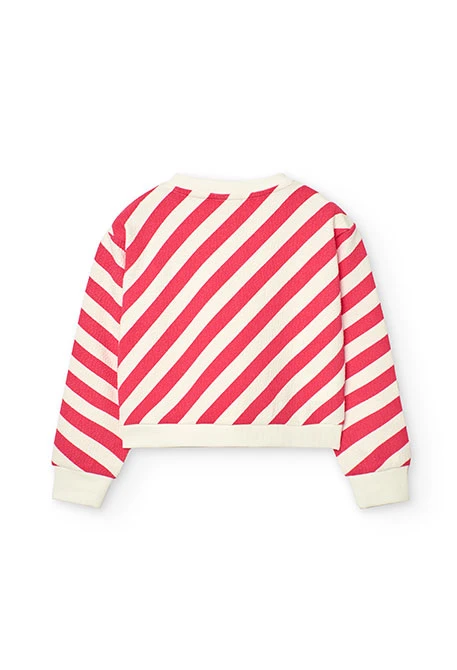 Sudadera de punto para niña en color rojo y blanco